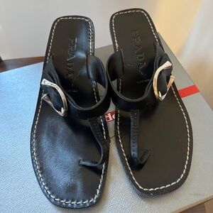 Prada black leather sandals, top condition with original packaging